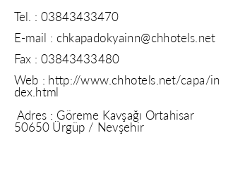 C&h Hotels Kapadokya nn Hotel iletiim bilgileri